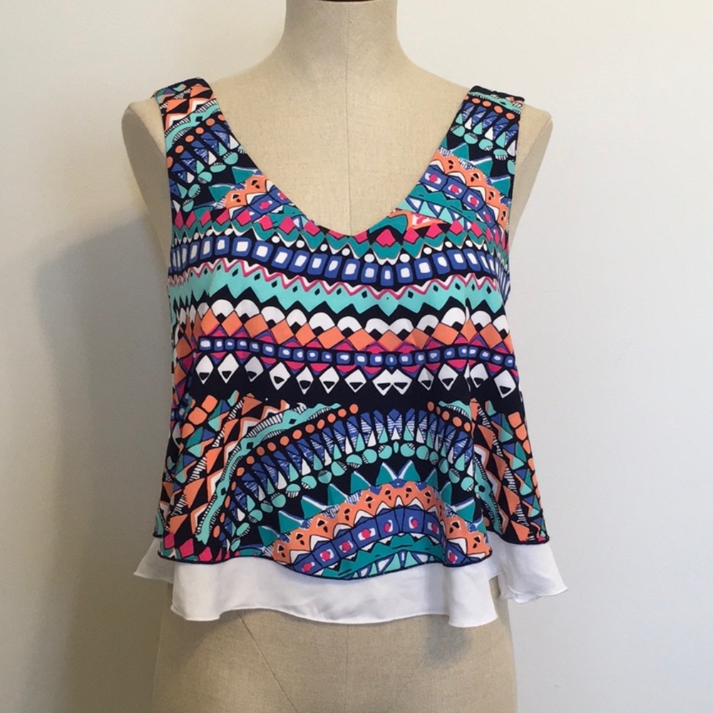 Tyche Multicolored Tribal Print Tank Top Sz Small